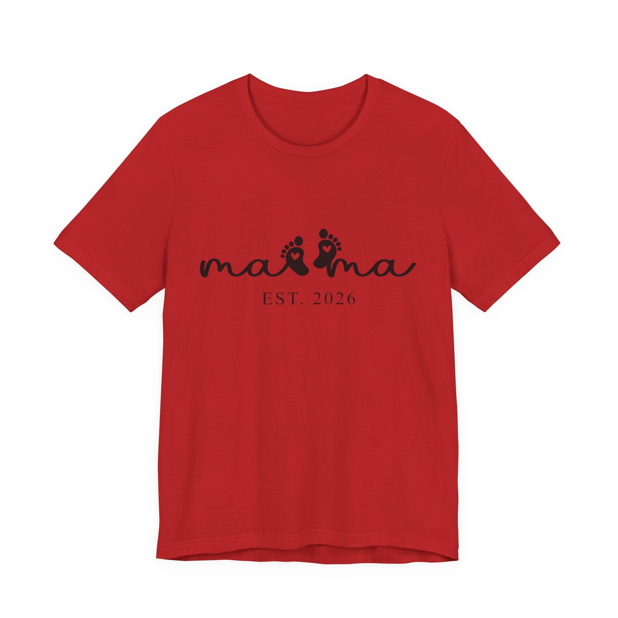 Mama EST. 2026 – Minimalistisches Mama Shirt mit Babyfüßen & Herzdesign