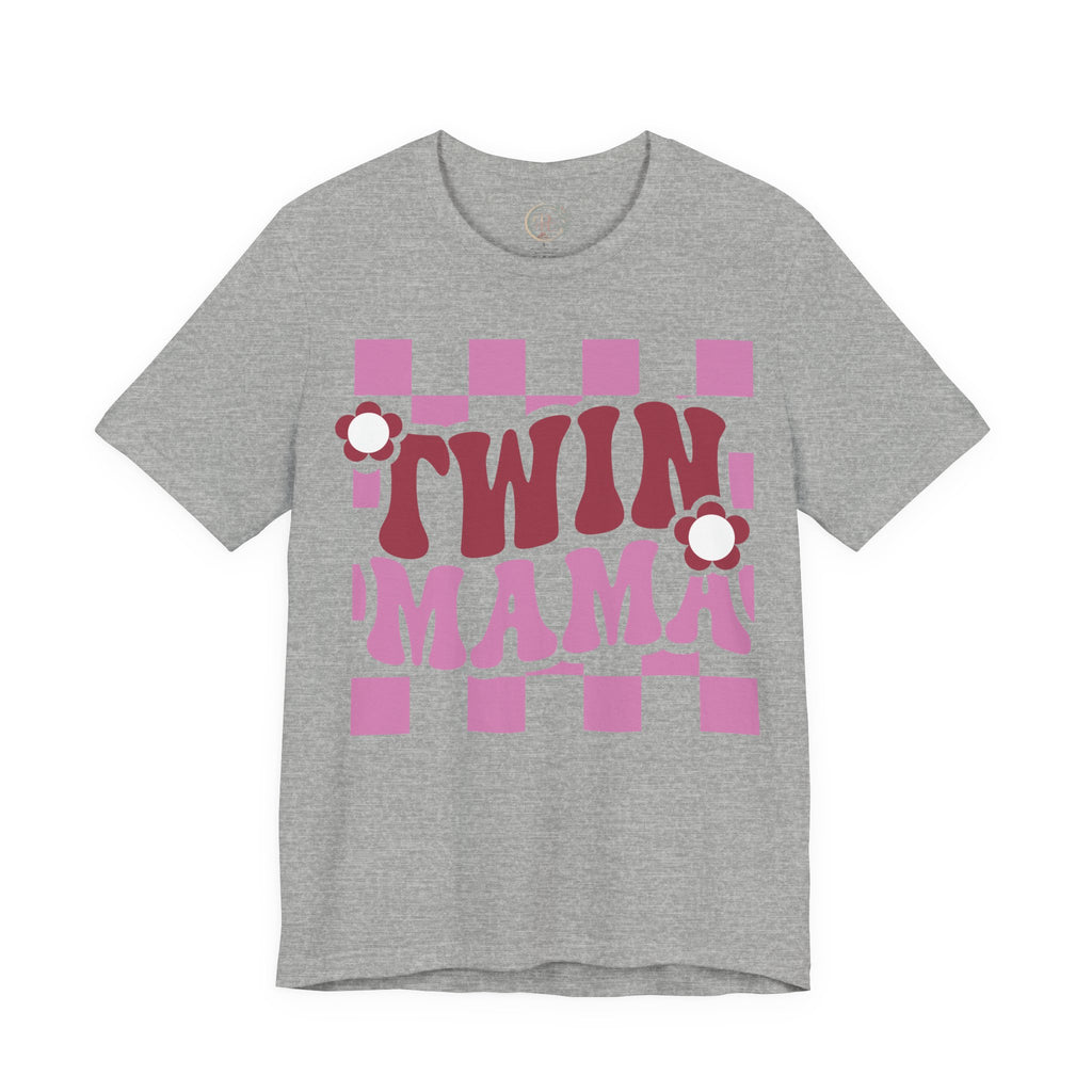 Twin Mama Retro Flower Shirt | Stylisches Mama T-Shirt mit Vintage-Blumen Design