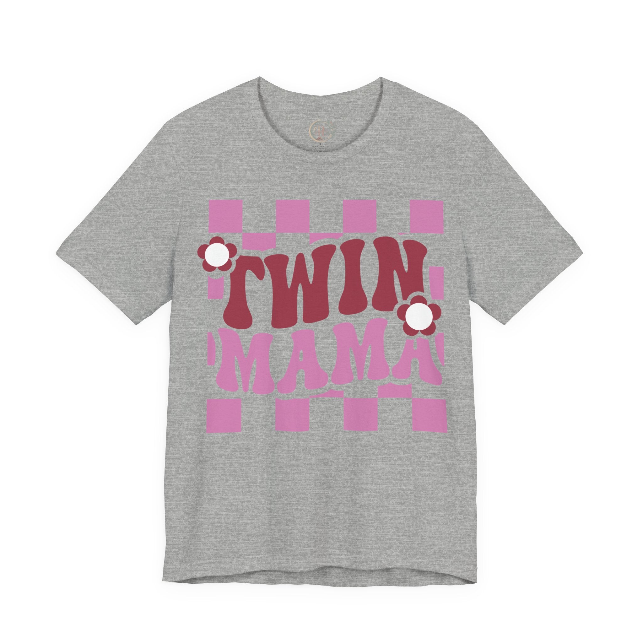 Twin Mama Retro Flower Shirt | Stylisches Mama T-Shirt mit Vintage-Blumen Design