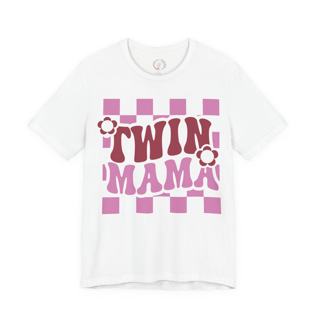 Twin Mama Retro Flower Shirt | Stylisches Mama T-Shirt mit Vintage-Blumen Design