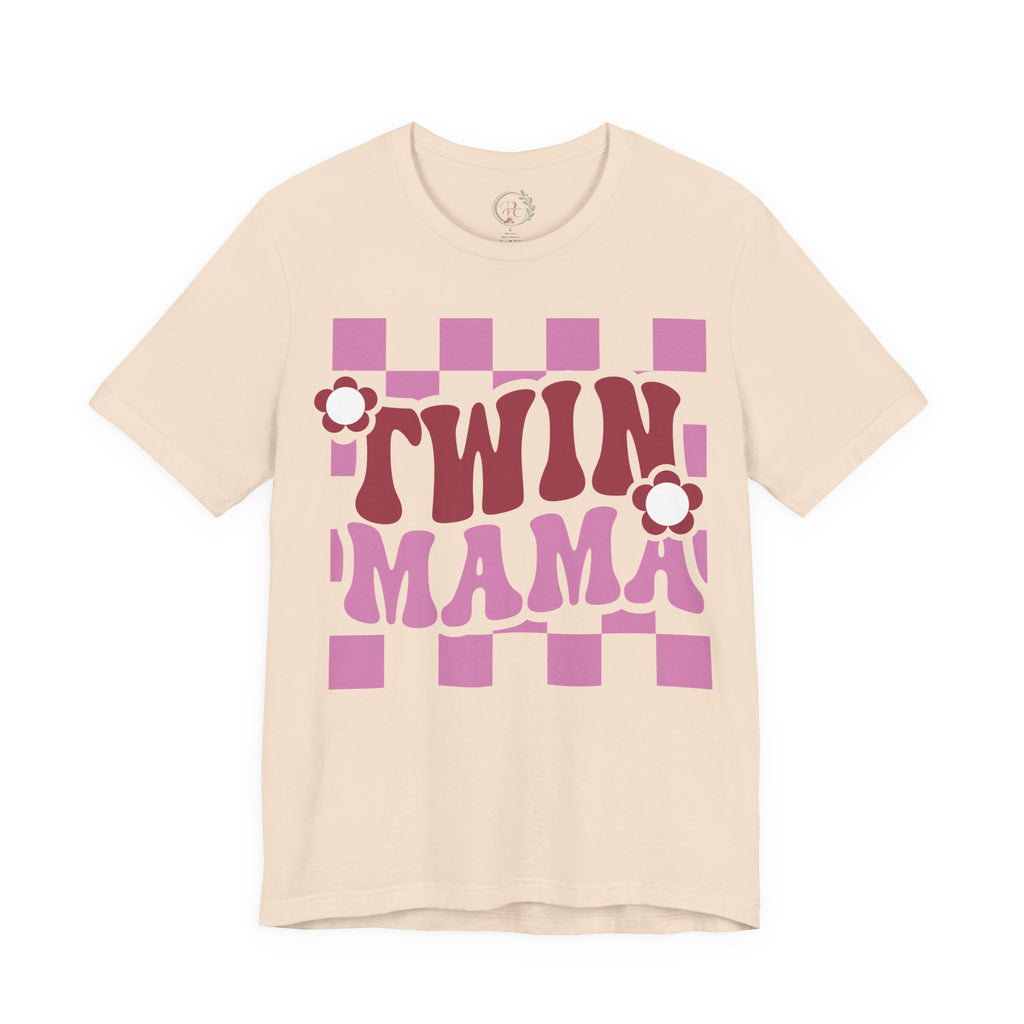 Twin Mama Retro Flower Shirt | Stylisches Mama T-Shirt mit Vintage-Blumen Design