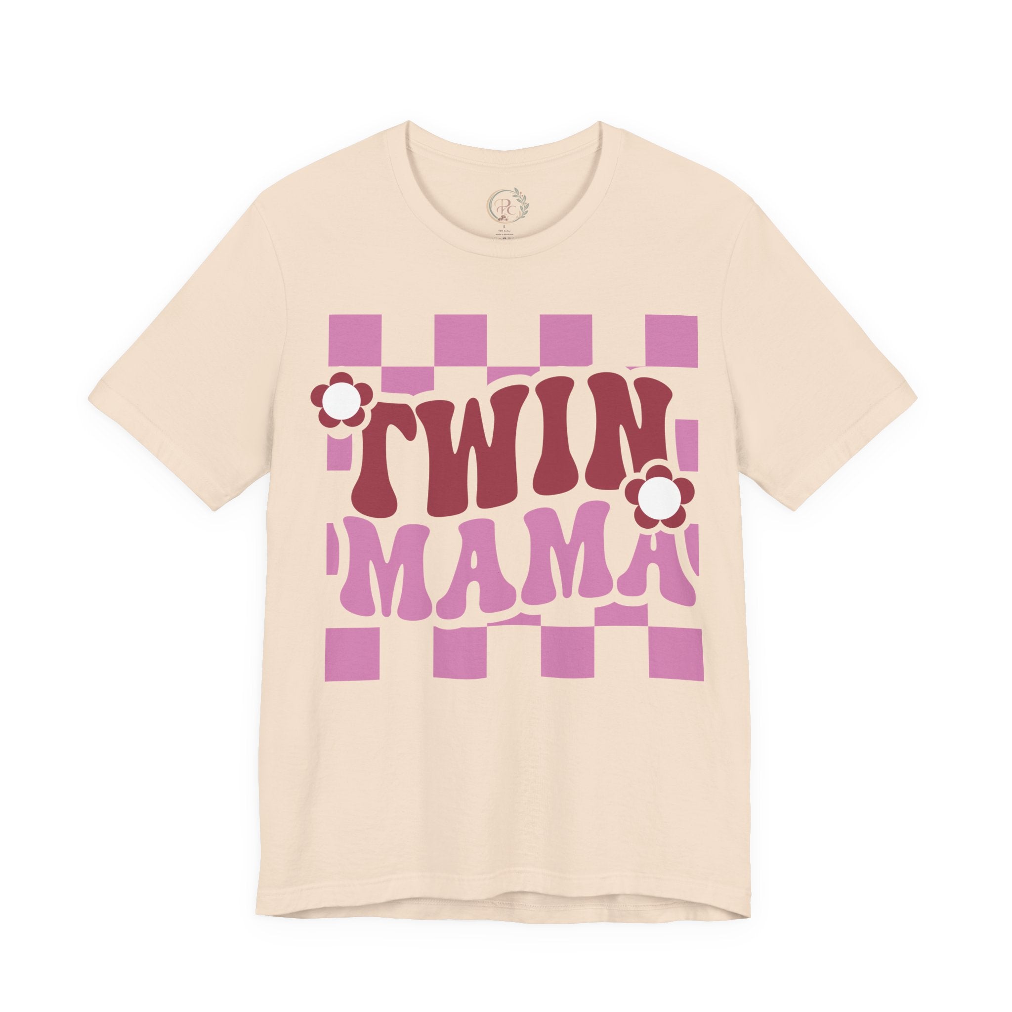 Twin Mama Retro Flower Shirt | Stylisches Mama T-Shirt mit Vintage-Blumen Design