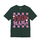 Twin Mama Retro Flower Shirt | Stylisches Mama T-Shirt mit Vintage-Blumen Design