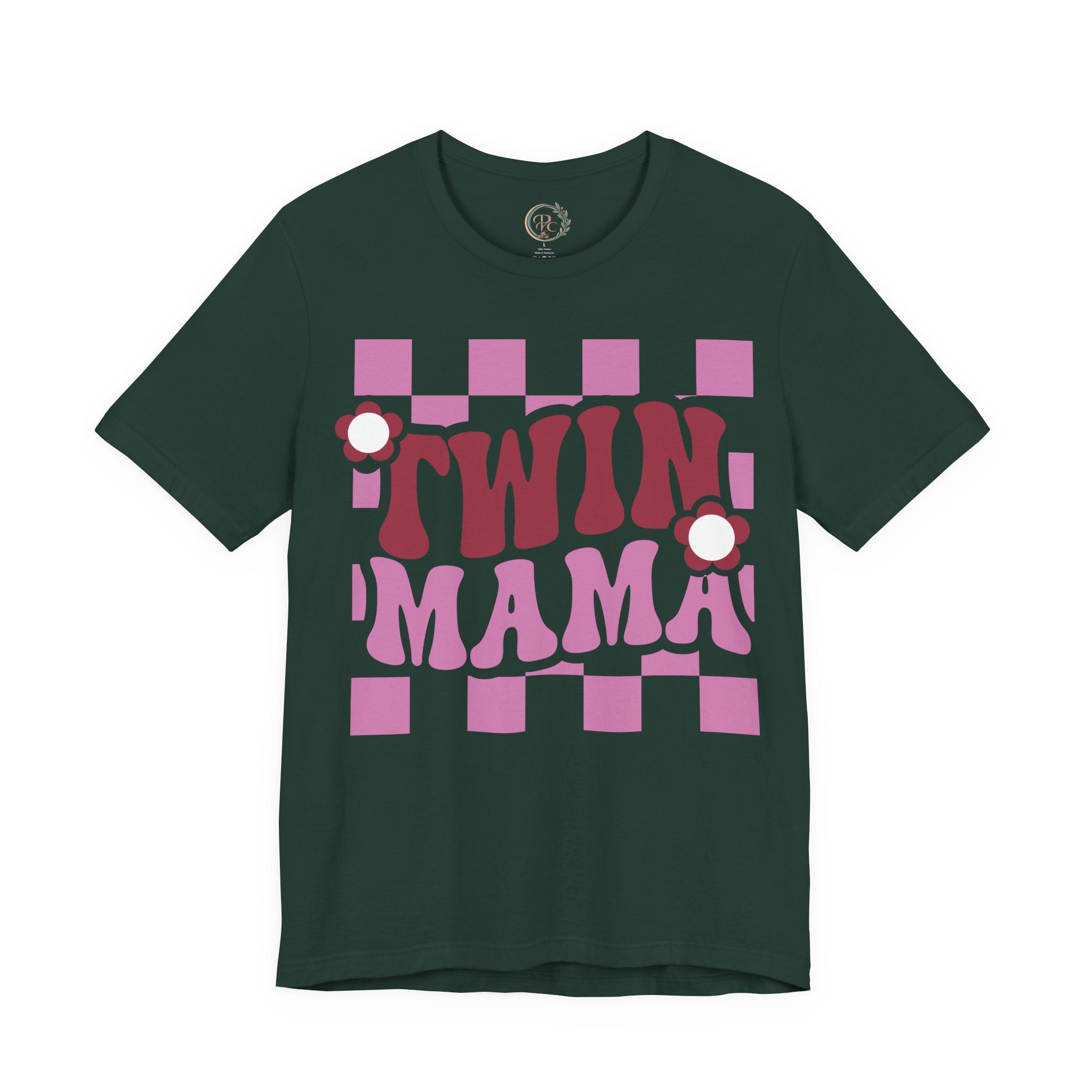 Twin Mama Retro Flower Shirt | Stylisches Mama T-Shirt mit Vintage-Blumen Design