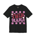 Twin Mama Retro Flower Shirt | Stylisches Mama T-Shirt mit Vintage-Blumen Design