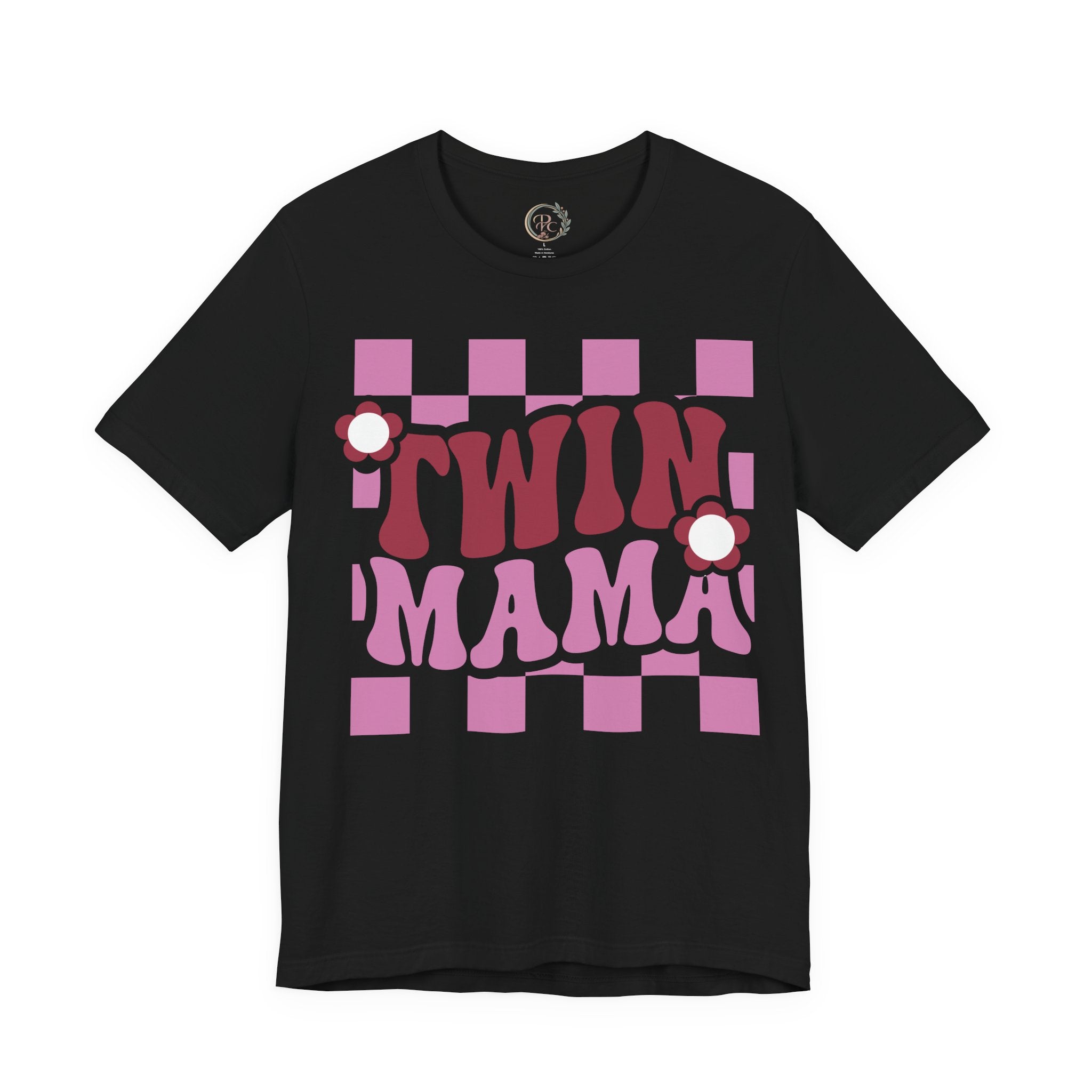 Twin Mama Retro Flower Shirt | Stylisches Mama T-Shirt mit Vintage-Blumen Design
