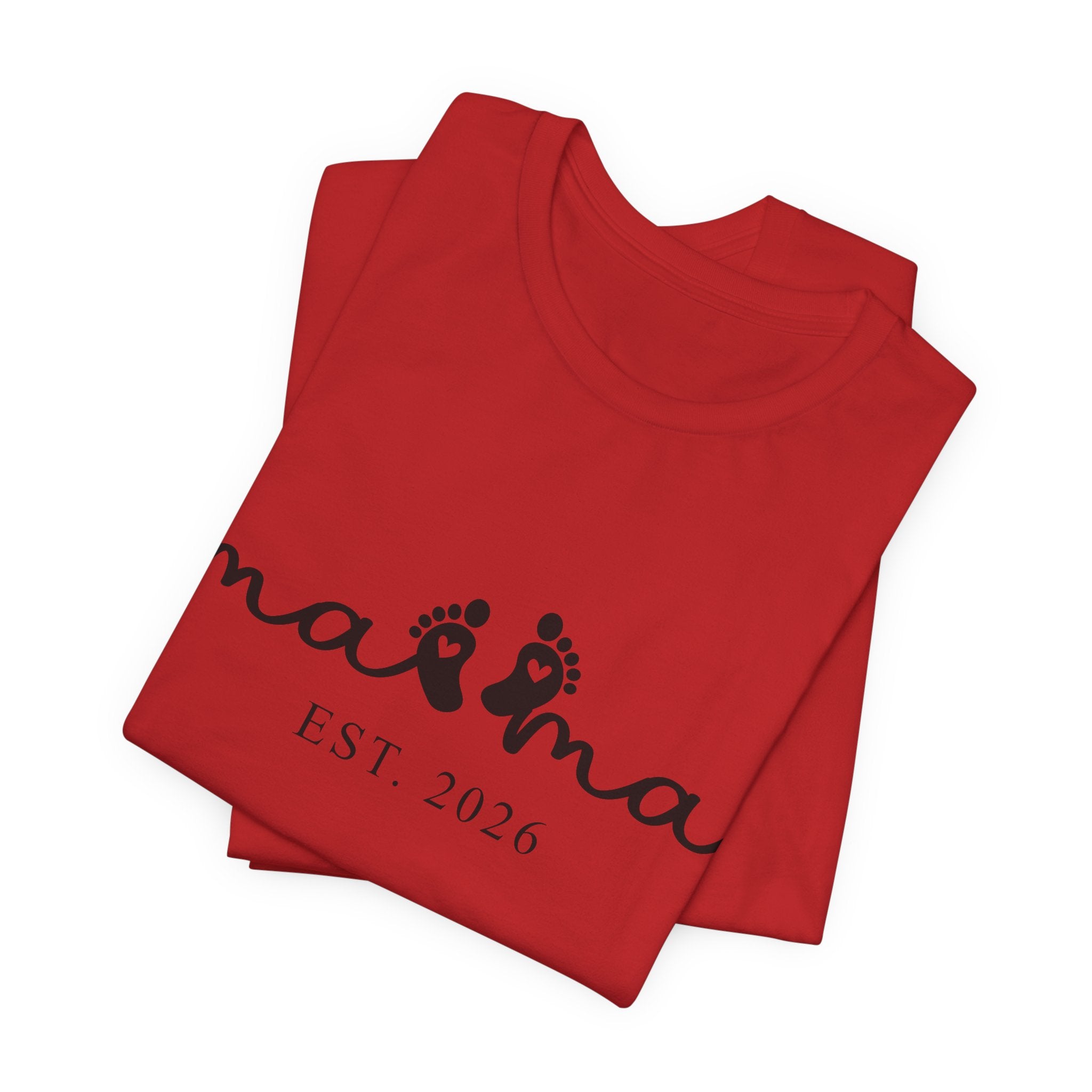 Mama EST. 2026 – Minimalistisches Mama Shirt mit Babyfüßen & Herzdesign