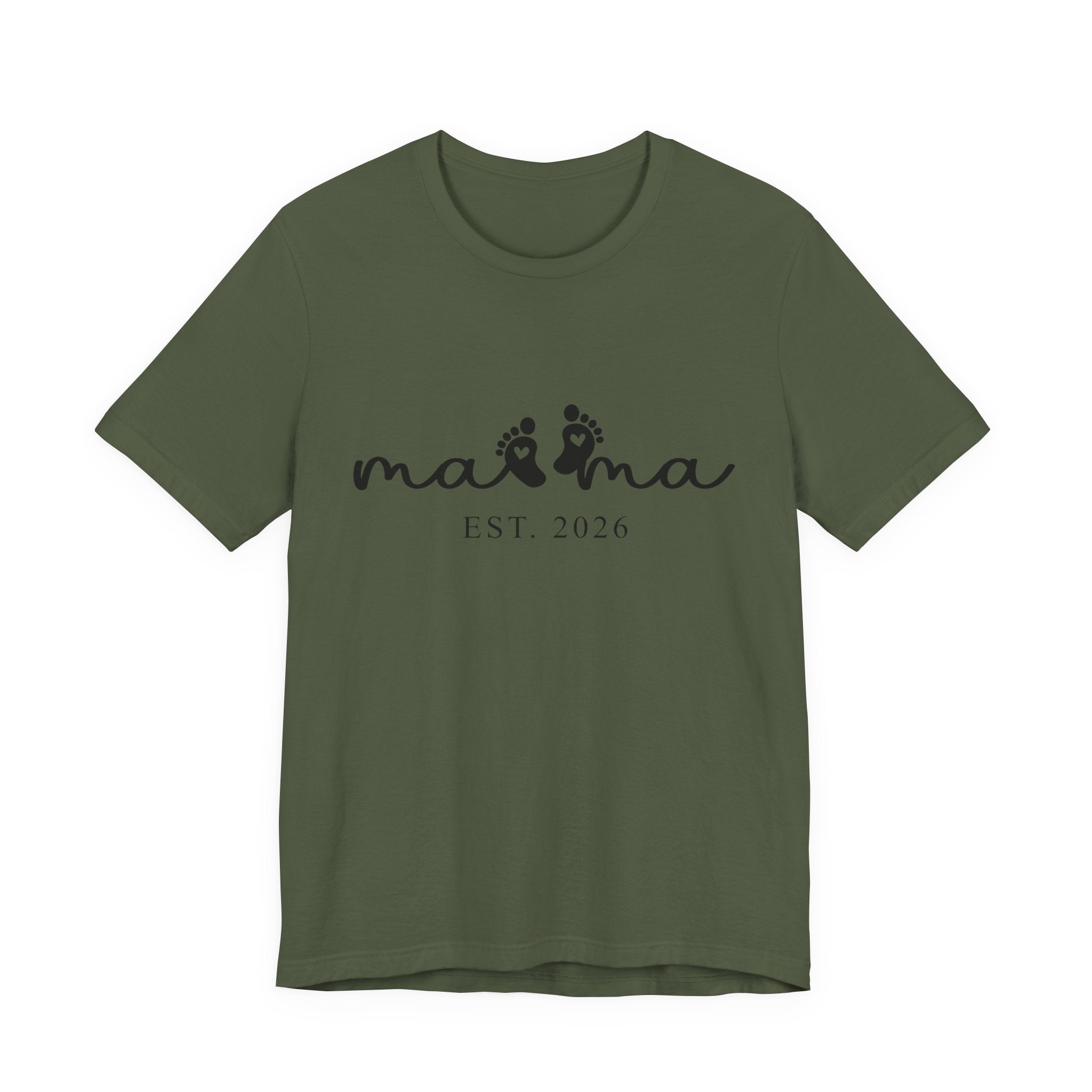 Mama EST. 2026 – Minimalistisches Mama Shirt mit Babyfüßen & Herzdesign
