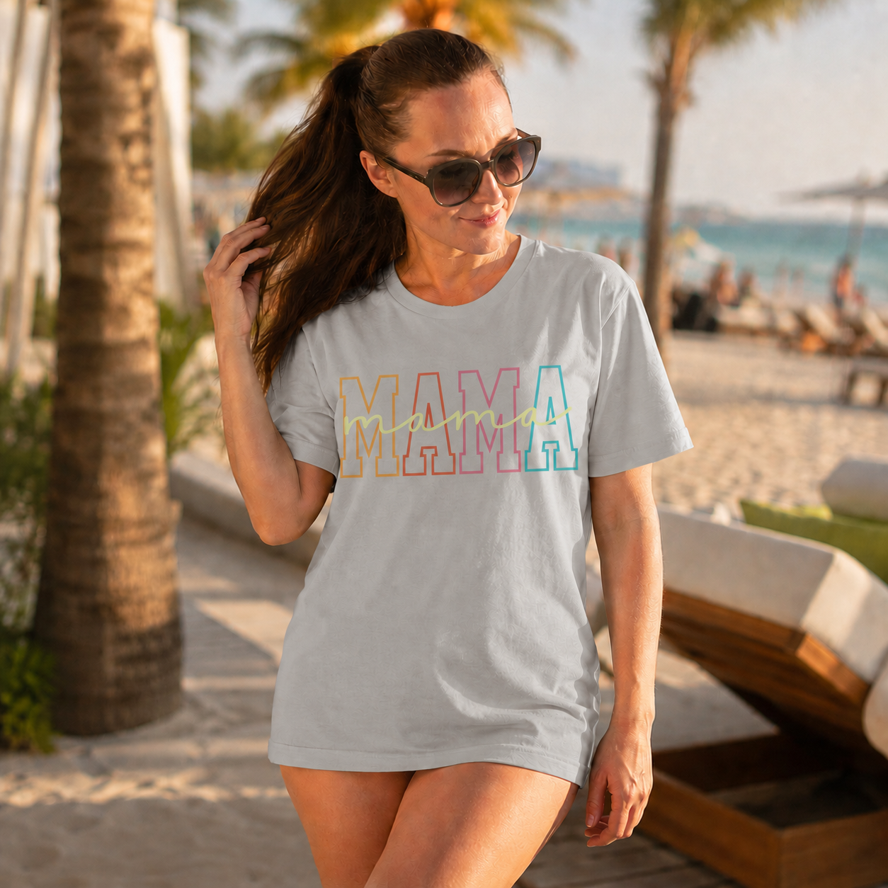Mama Pastel Outline Shirt – Stylisches Mama T-Shirt mit modernem Retro-Look | Geschenk für Mütter