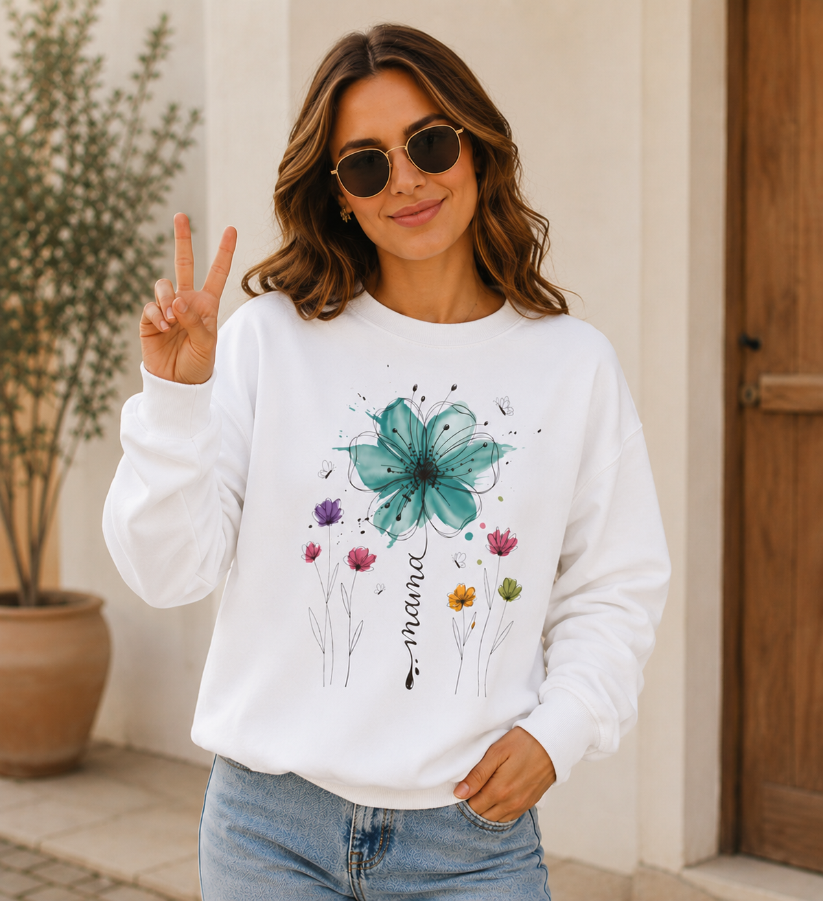 Mama Flower – Zarter Blumen-Sweater für besondere Mamas