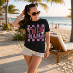 Twin Mama Retro Flower Shirt | Stylisches Mama T-Shirt mit Vintage-Blumen Design