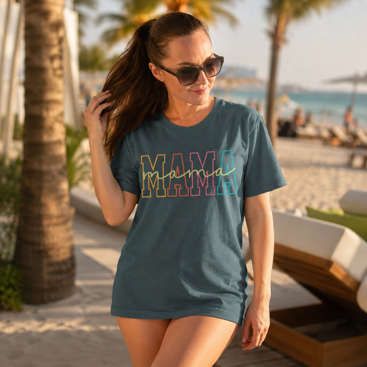 Mama Pastel Outline Shirt – Stylisches Mama T-Shirt mit modernem Retro-Look | Geschenk für Mütter